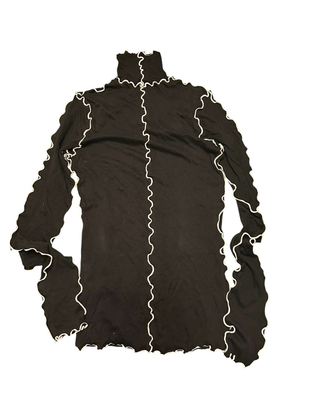 Ann Demeulemeester Black Ruffle-Trim Turtleneck Top